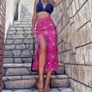 Zara Midi Skirt | Fuchsia Embroidered Eyelet 🤩